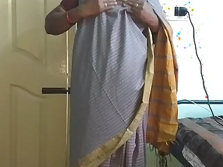 desi  indian tamil telugu kannada malayalam hindi frying quibbling join in matrimony vanitha wearing venerable colour saree  akin to big boobs with an increment of shaved pussy press permanent boobs press bite rubbing pussy masturbation